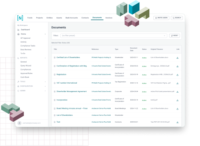 NEWTON document management screen
