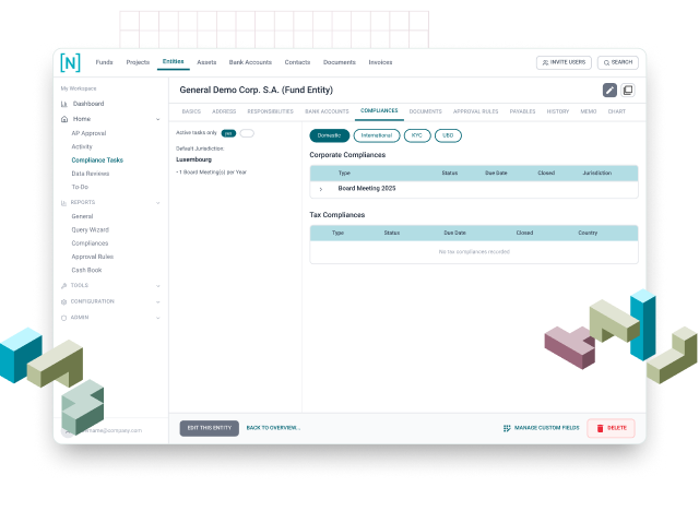 NEWTON compliance tracking screen