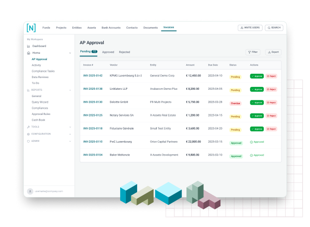 NEWTON invoice approval workflow screen
